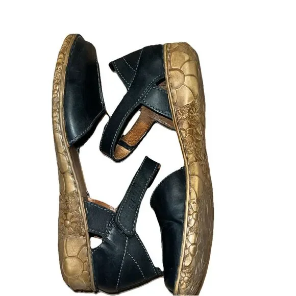 Josef Seibel Rosalie 37 Womens Sandals Sz 6 - 6.5 Leather Hook & Loop Round Toe - Picture 6 of 8